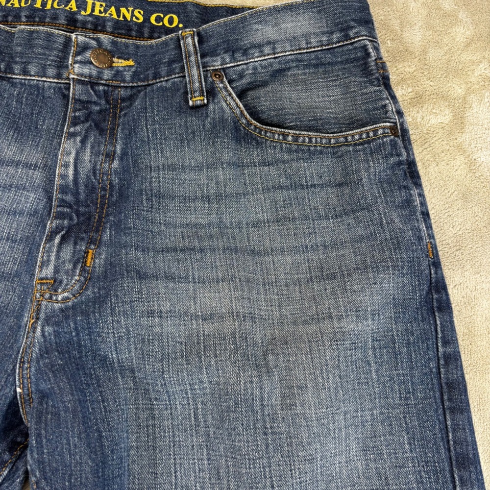 Nautica Jeans Co Straight Leg Mens‎ 36x32 Blue Good Distressed Medium Wash Denim - Picture 8 of 12